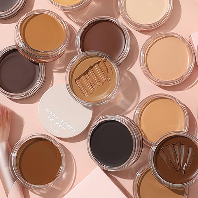 Kaely 2Pcs Cream Pot Concealer Full Coverage Set,Conceal Brighten Dark Circles,under Eye Color Correcting Concealer,Waterproof Foundation Palette with Brush,corrector de ojeras,Vegan Makeup,01+02