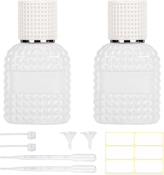 2 Pack 30ml Perfume Spray Bottles Empty, Refillable Glass Fine Mist Atomizer, Portable Travel Perfume Atomizers Fragrance Containers Sprayer for Cleaning, Essential Oils, Liquids (White)