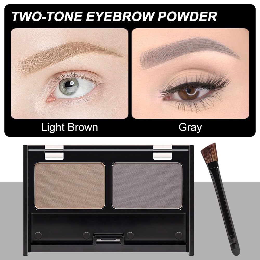 Gray Brown Eyebrow Powder Kit for Women,Taupe Eye Brow Palette with Brush, Brow Color Filler Get Full Defined Natural Brows,Contour Palette, Light Medium sombra para cejas,Long-Lasting Waterproof