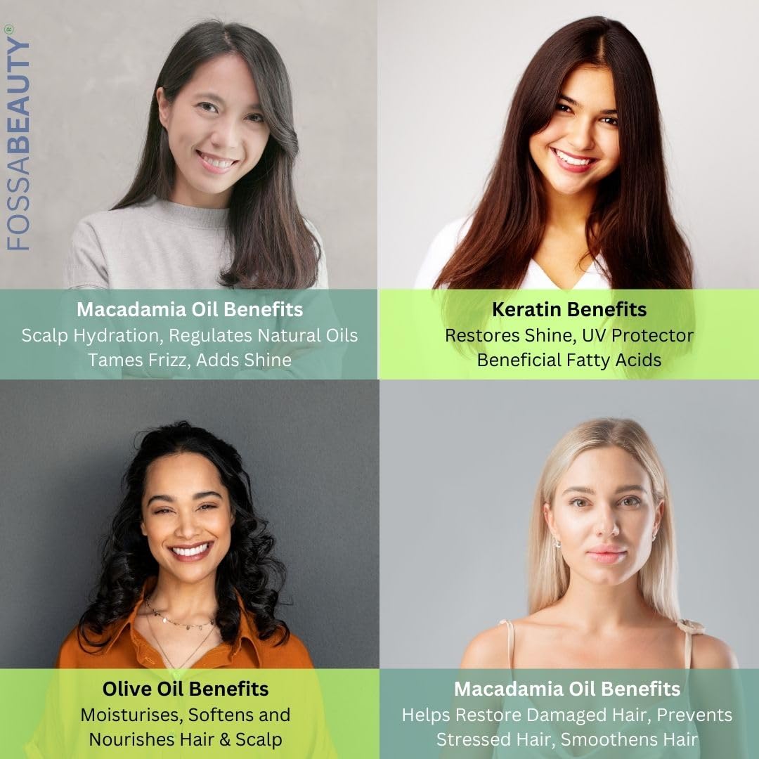 Fossa Restorative Macadamia Nut Hair Treatment with Keratin Oil | Paraben Free, Lightweight, Anti-Frizz, Adds Shine, Repairs Damage, Heat Protection & Strengthens for All Hair Types | 100ml, 3.4 fl oz