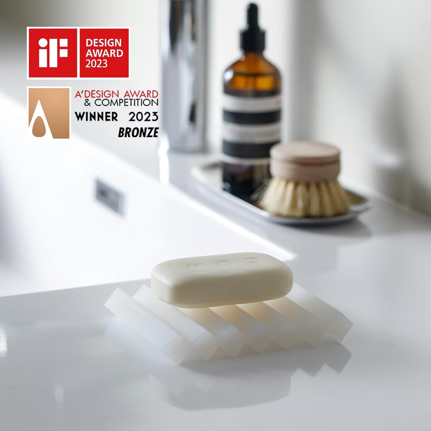 SHIMOYAMA Paint Brushes Holders, 2 Pack, Zigzag Soap Dish, Soap Holder for Watercolor Paintbrush, Bathroom, White