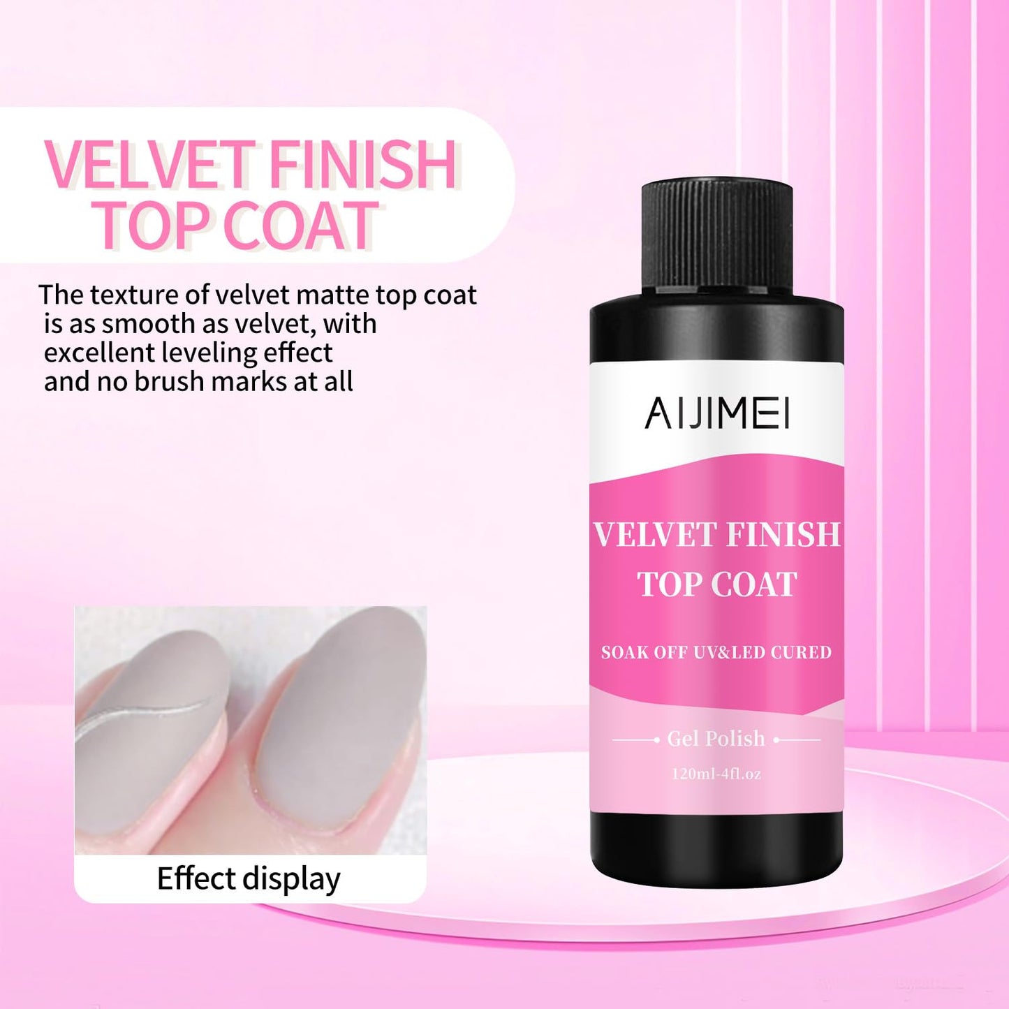 AIJIMEI Velvet Finish Top Coat – Luxurious Matte Effect, Quick Dry, Easy Application, Suitable for All Nail Types, Professional Quality for Home Use 4 Fl Oz