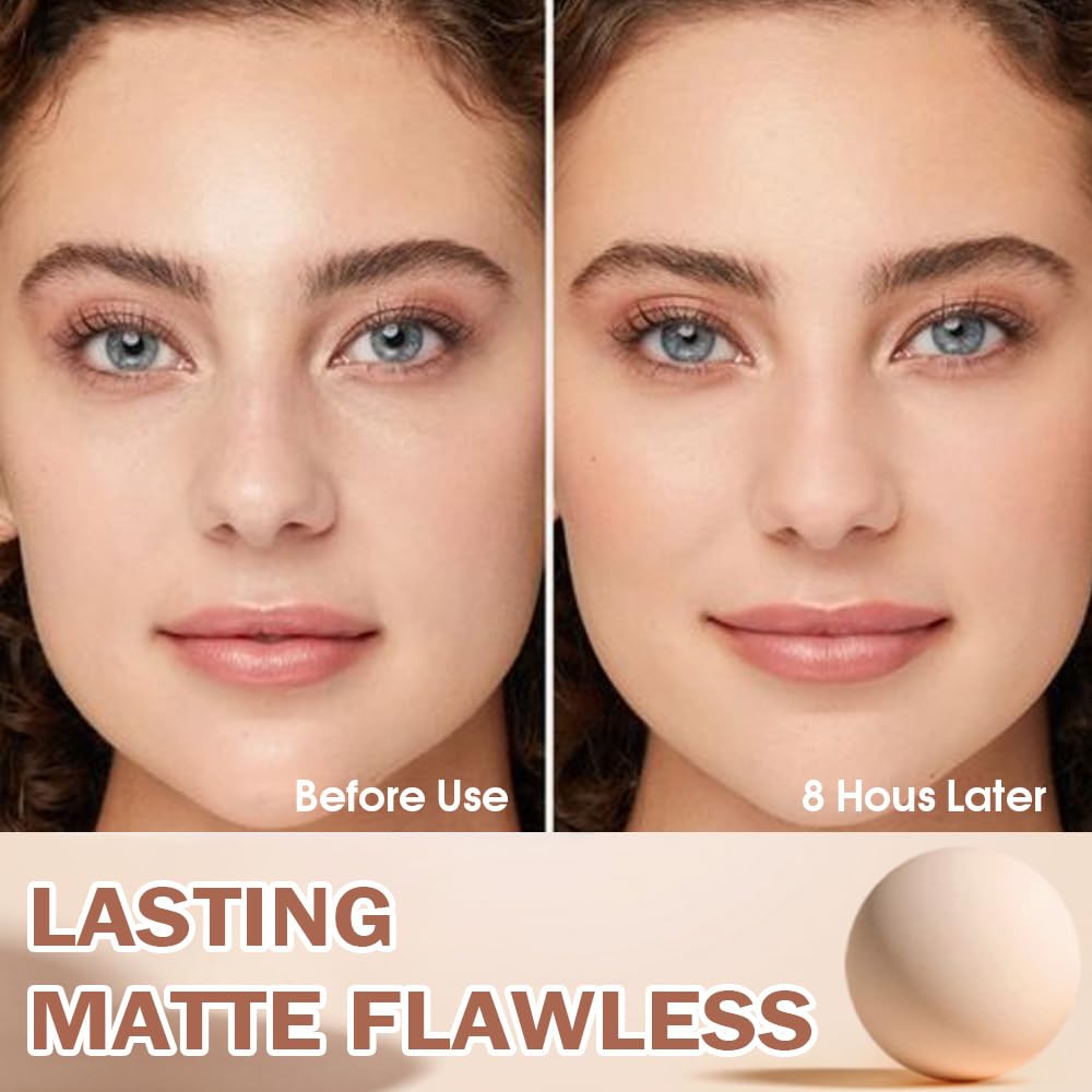 evpct Oil Control Pressed Face Powder Compact for Women, Translucent Setting Powder Makeup Foundation for Women, Waterproof Long Lasting Lightweight, polvo compacto de maquillaje, 02# Natural Beige