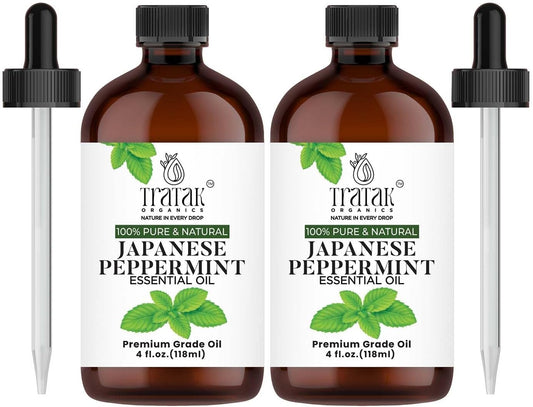Peppermint Essential Oil - 100% Pure and Natural Oil with Premium Glass Dropper - Undiluted Essential Oil for Aromatherapy, Diffuser, Hair Care, Skin Massage and DIY's | 4 fl oz (Pack of 2)