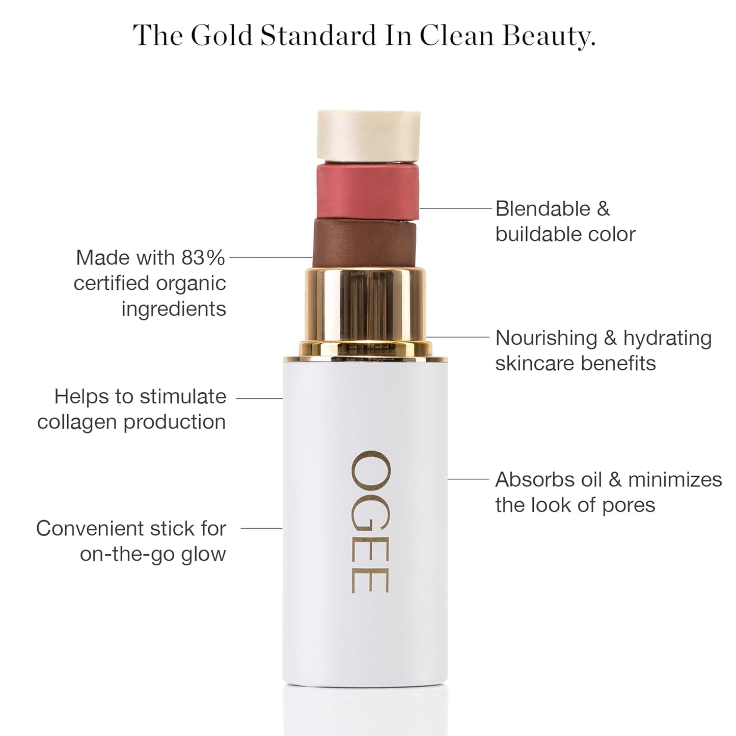 Ogee Sculpted Face Stick (COPPER - RADIANT COCOA) Certified Organic Bronzer Stick & Contour Makeup - Multi-Use Bronzer Stick for Face