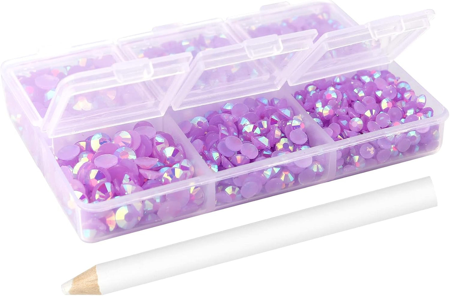 Multi Size 3mm 4mm 5mm Rhinestones Set for Nails Crafts Light Purple Non Hotfix Rhinestones Nail Gems Rhinestone Jelly AB&Round Flat Back Resin Rhinestone for Makeup Clothes Shoes Eyes Bottles