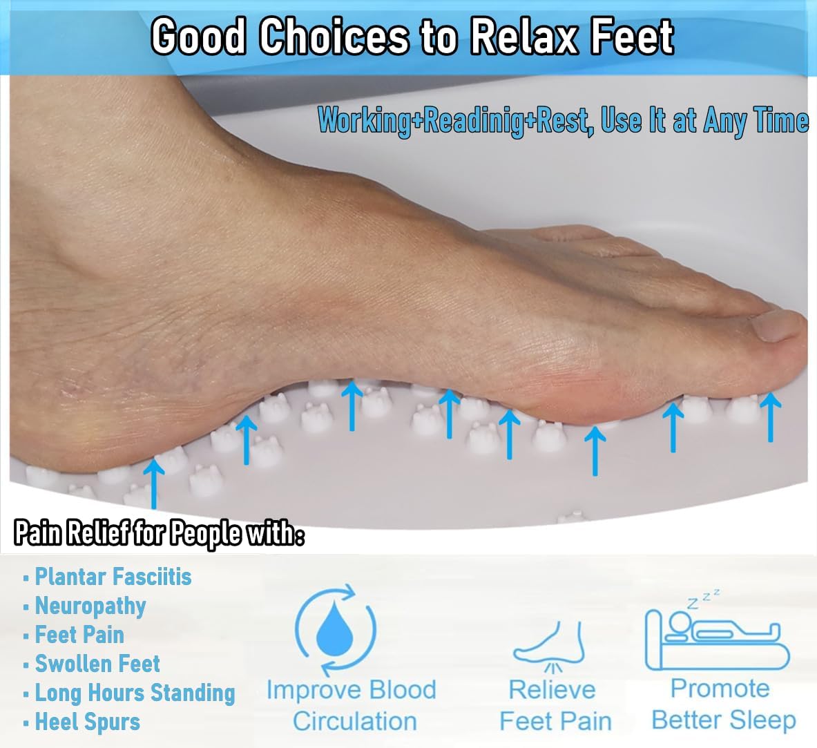 Collapsible Foot Bath Basin Tub for Soaking Feet, Plastic Foldable Foot Spa Bucket Tools with Handle and Massager Acupoint for Camping Travel