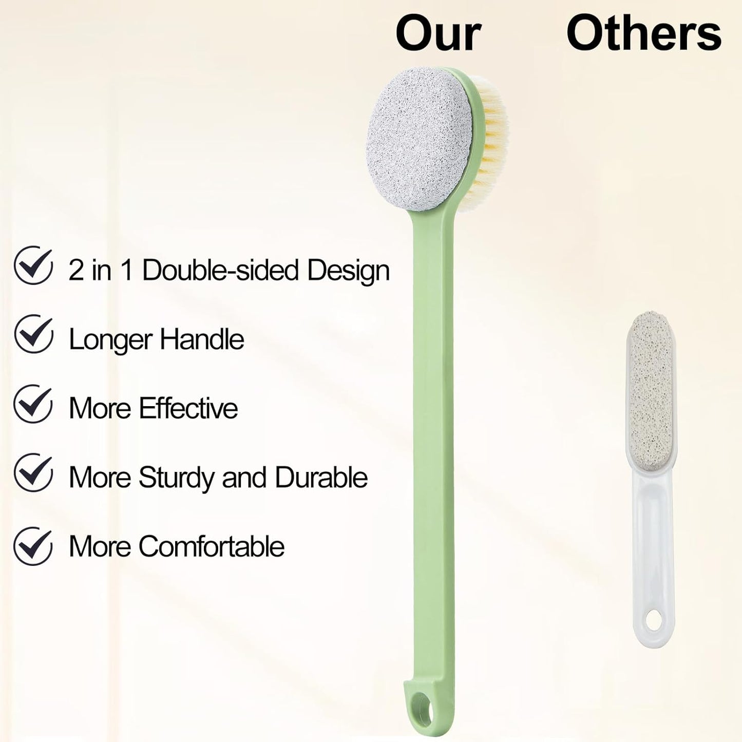 Pumice Stone for Feet with Long Handle (Double-Faced Straight Green Handle, Count, 2.0)