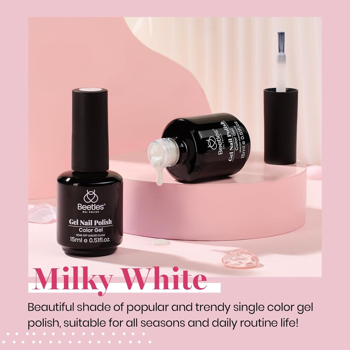 Beetles 2Pcs Milky White Jelly Gel Nail Polish 15ml Neutral Gel Polish Set Translucent Nail Concealer Soak Off UV LED Nail Lamp Jelly Sheer Gel Polish Nail Art Gel Gift for Women