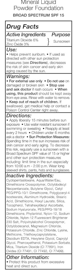 Jolie Mineral Liquid Powder Foundation SPF 15 1 Fl. Oz. Hypoallergenic - For All Skin Types (Cream Beige)