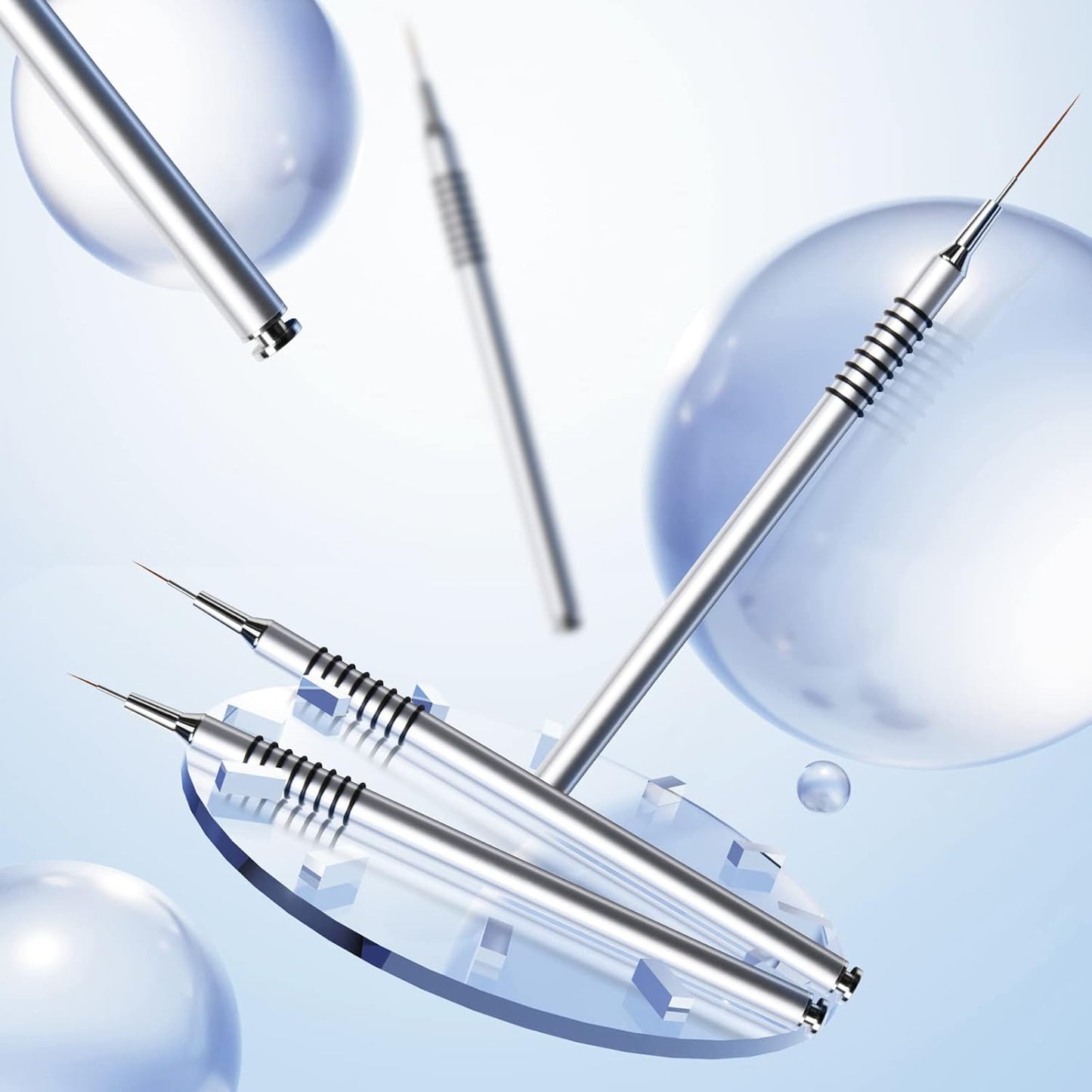 Nail Art Liner Brushes Set, 6Pcs Nail Art Design Brush Striping Thin Long Lines Dotting Drawing Pen, UV Gel Polish Painting Metal Handle Striper Brushes Size 5/7/9/11/20/25mm