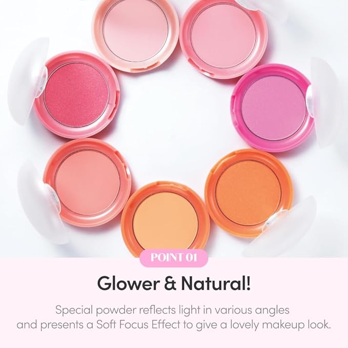 ETUDE Lovely Cookie Blusher #PK002 Grapefruit Jelly 4g | Glowing & Natural Powder Blush with Long-Lasting Sebum Control | Easy Application | Puffy Cushion for a Lovely Makeup Look