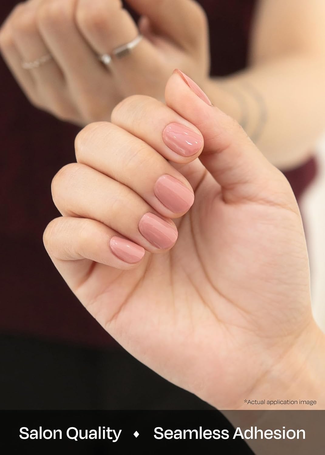 ohora Semi Cured Gel Nail Strips (N Ash Pink) - Pink, Solid, Works with Any UV/LED Lamps, Salon-Quality, Long Lasting, Easy to Apply & Remove - Includes 2 Prep Pads, Nail File & Wooden Stick