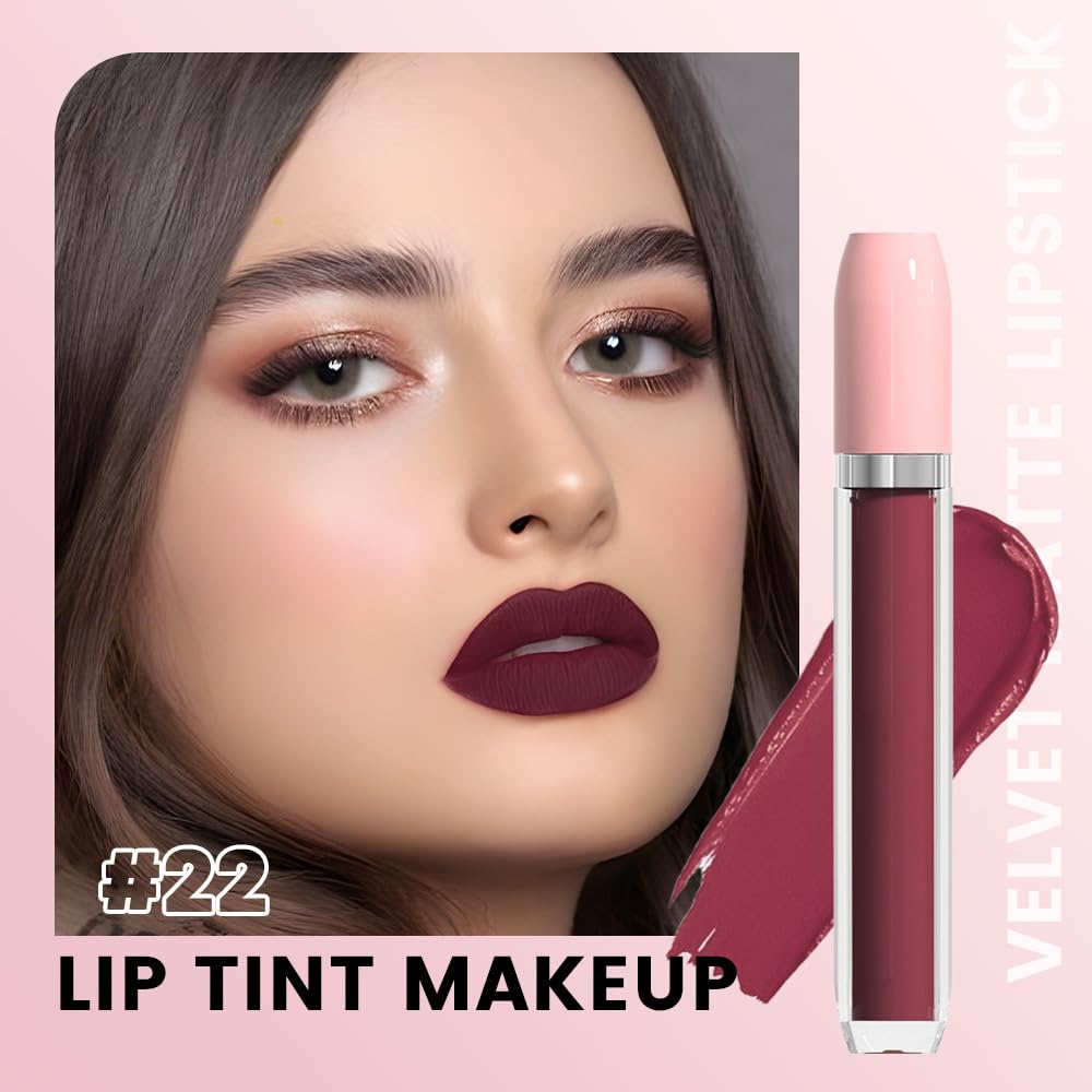 BINGBRUSH Super Matte Longwear No-Budge Stay On Smudge Proof Liquid Lipstick Long Lasting Makeup for Women,Highly Pigmented Color and Instant Shine, Cheeky