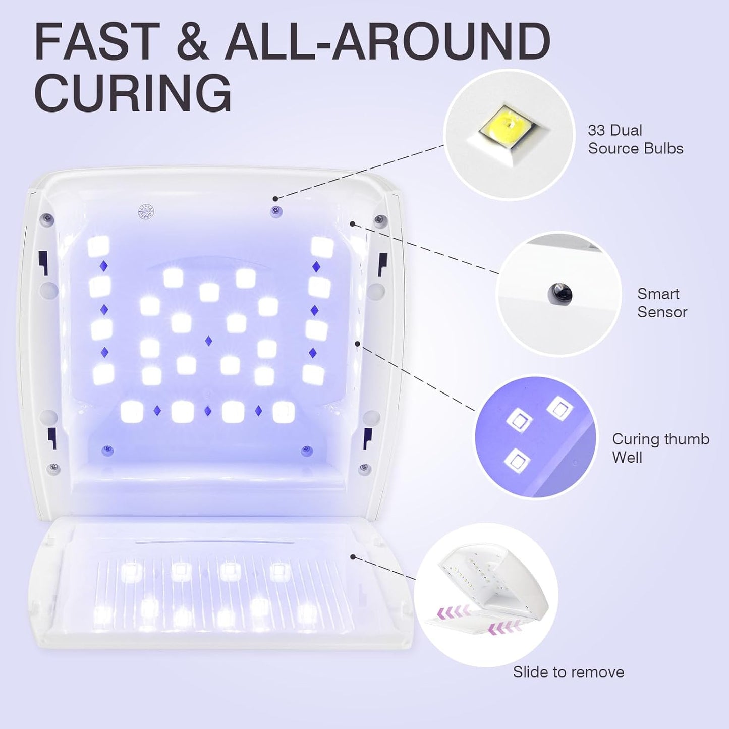 Cordless UV LED Nail Lamp, 66W Rechargeable Gel Nail lamp, Cordless UV Light for Gel Nails with Auto Sensor & 5 Timer for Home & Salon (Black)