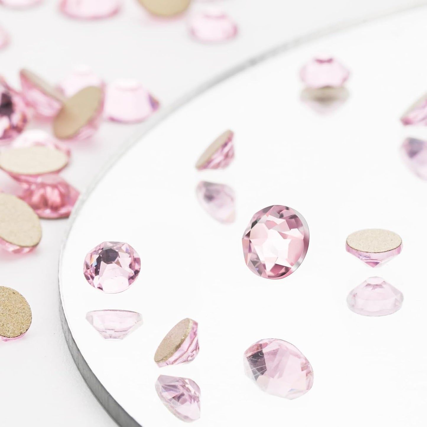 Novani Pink Rhinestones 1440pcs Flat Back Round Rhinestone Style 2088 Sparkly Crystal Gemstones for Nail Art and Crafting SS20,4.6-4.8mm