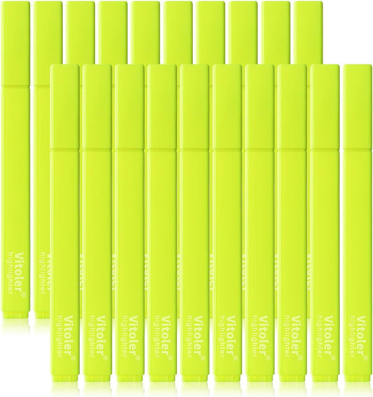 Vitoler Fluorescent Yellow Highlighters,20 Pack Bright Color Chisel tip Highlighters for Adults Kids in the Home School Office
