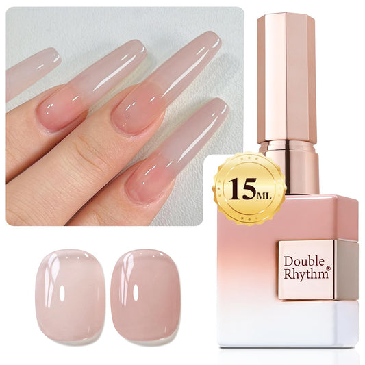 Double Rhythm Translucent Gel Polish Sheer Neutral Natural Light Milky Same Color Same Bottle 15ML Jelly Nail Polish Nail Art DIY at Home (Milky Nude Purple-A1414)