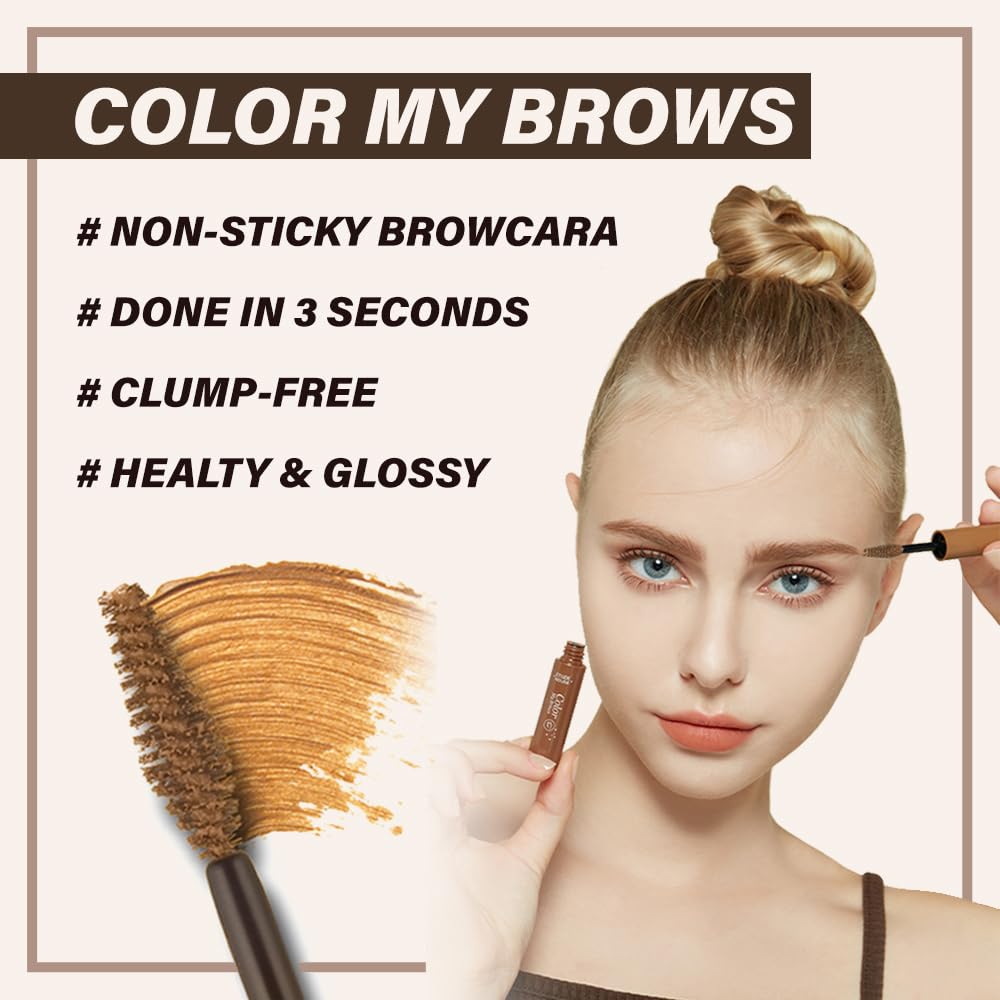 ETUDE Color My Brows Big Size, Brow Mascara, 3D Natural Coloring, Beeswax & Carnauba Wax, Moisturizing Brow Care, Eyebrow tint, Soft Gel Texture, Korean Makeup, Beauty, Natural Brown (0.304 Fl Oz)