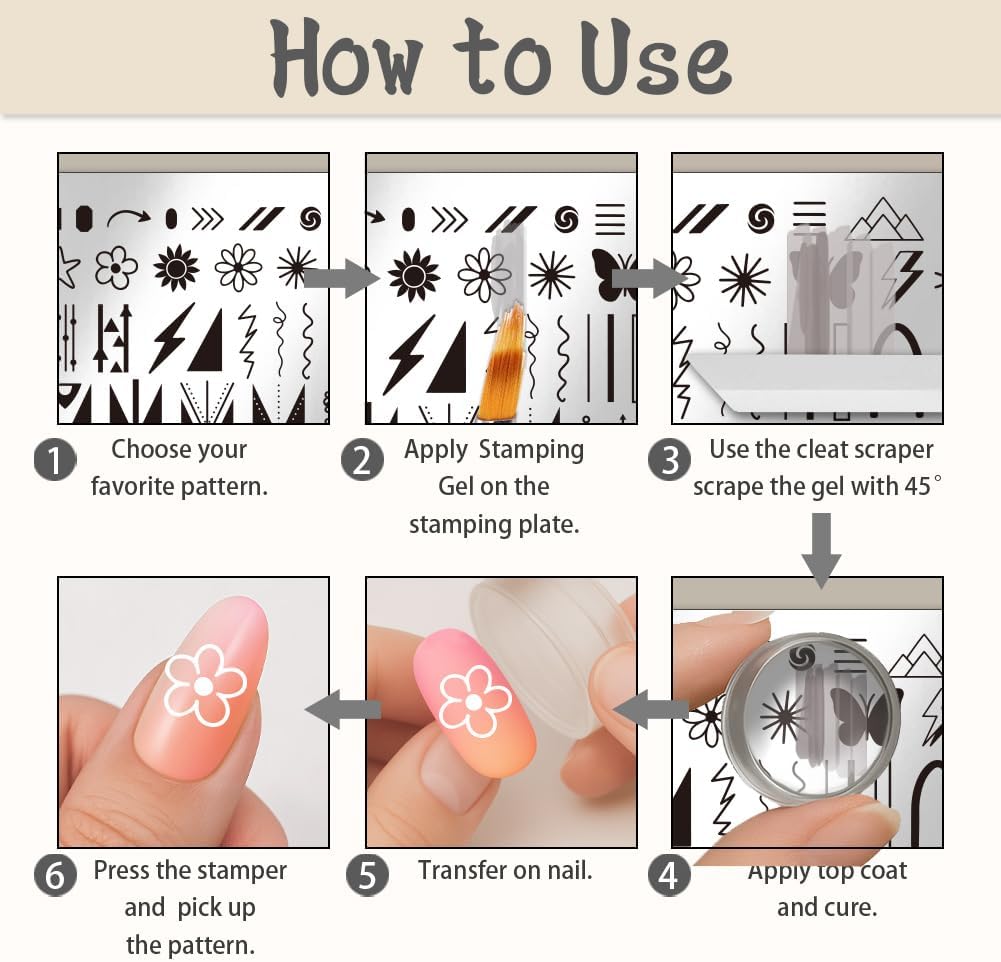 UNICRAFTALE 3Pcs Nail Stamp Plates Set French Nail Stamping Plate French Line Lace Flower Heart Design Image Nail Stencils Nail Art DIY Stamping Template with Nail Scraper for Women Nail Design Tools