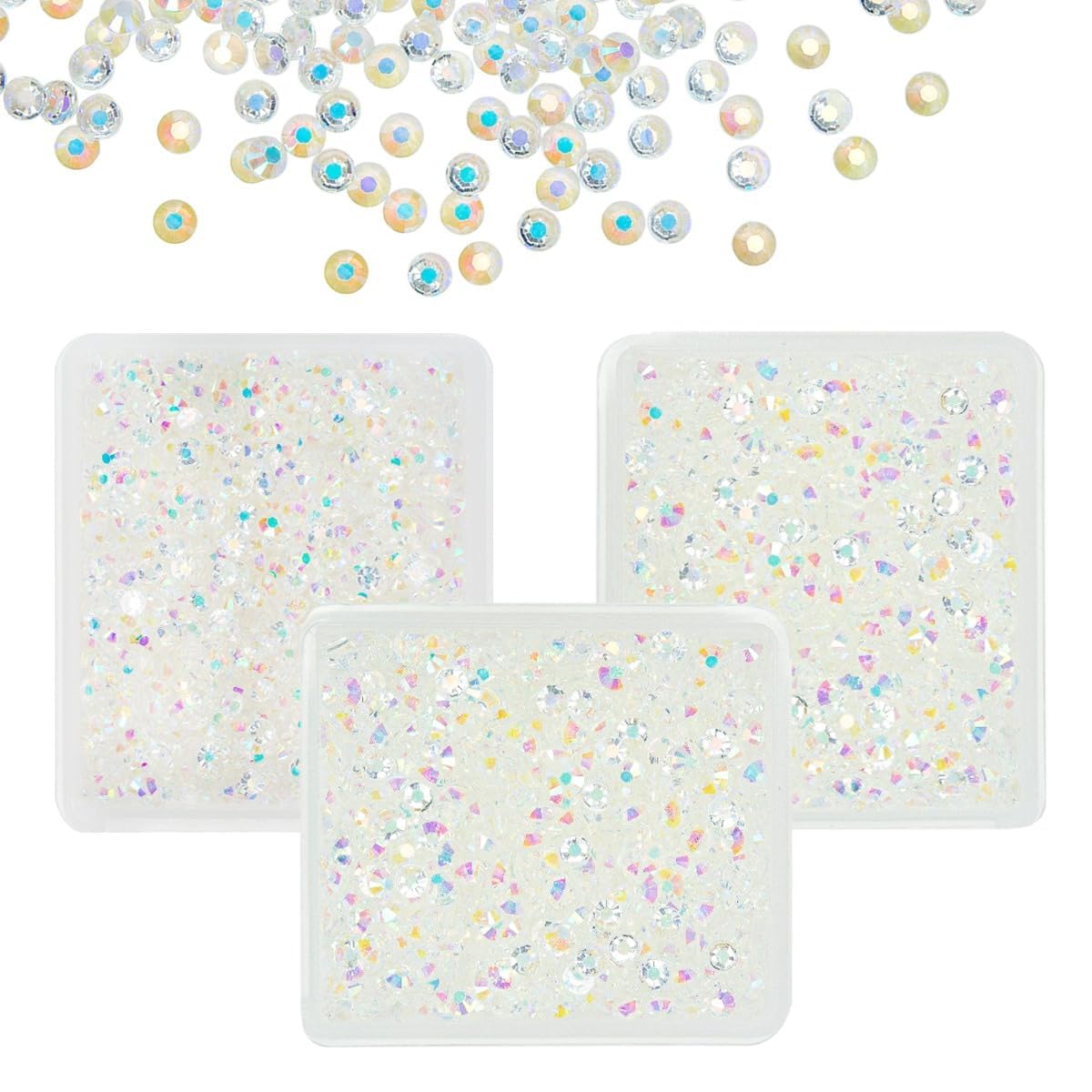 Transparent Clear AB Resin Rhinestones for Crafting 3mm 4mm 5mm Flatback Jelly Stones Gems Diamonds Crystals Charms for Nails Face Eyes Makeup Body Tumblers Bottles Mugs Crafts Clothes Shoes