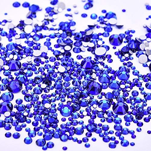 3456pcs Flatback Rhinestones Glass Charms Diamantes Gems Stones for Nail Art 6 Size ss4~ss12 Sapphire
