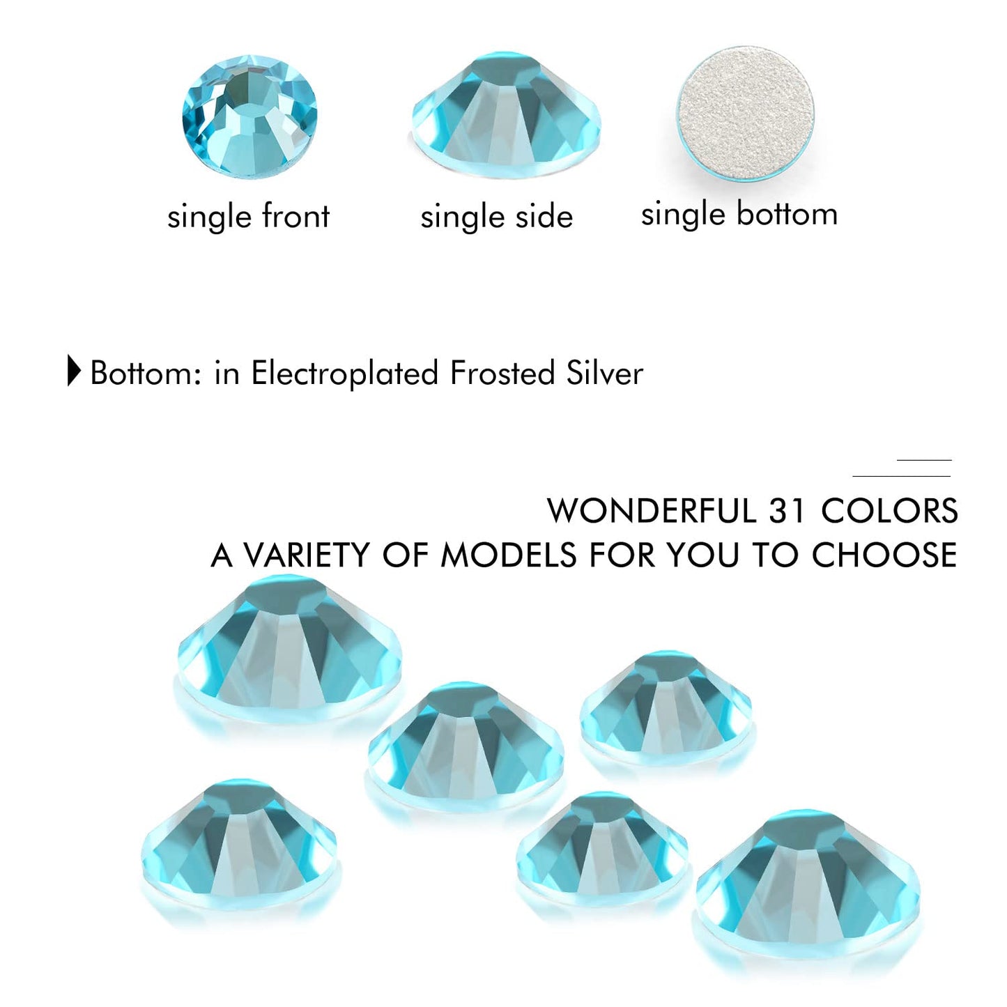 1440Pcs Aquamarine Crystal Rhinestones,Glass Flatback Rhinestones Gemstones for Nail Face Makeup Art Crafts Clothes Decoration -(SS20, 4.8mm,Aquamarine)