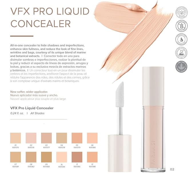 FARMASI Vfx Pro Liquid Concealer Makeup, All-in-one Full Coverage, Highly Pigmented Concealer for All Skin Type, Hide Shadows & Imperfections, Enhance Skin Fullness Foundation Concealer 0,24 Fl Oz C11