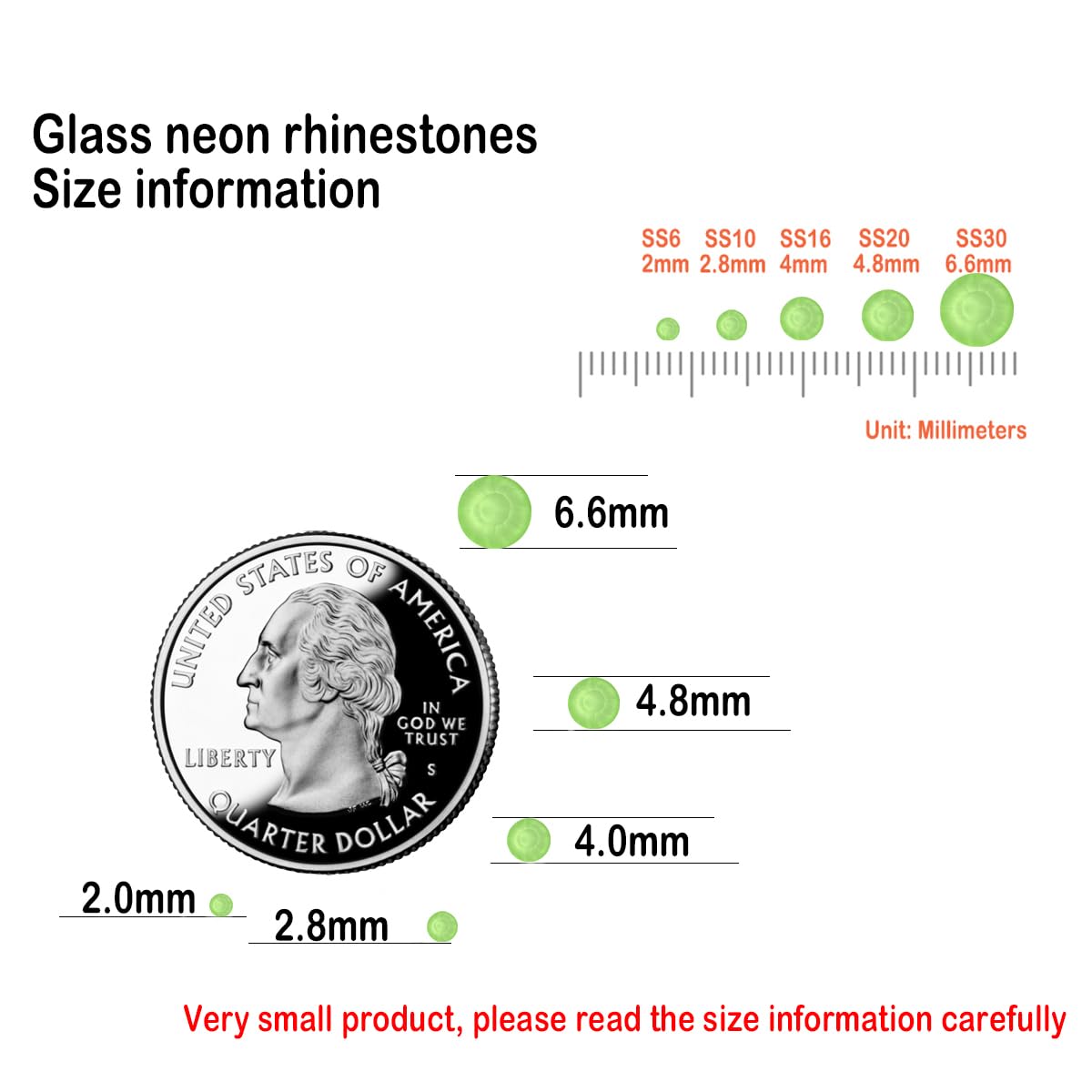 Flatback Glass Rhinestones,Bedazzler Gems 1440pcs Non Hotfix Rhinestones for Nail Charms Crafts Clothes Tumblers,Lime Green Neon,SS20