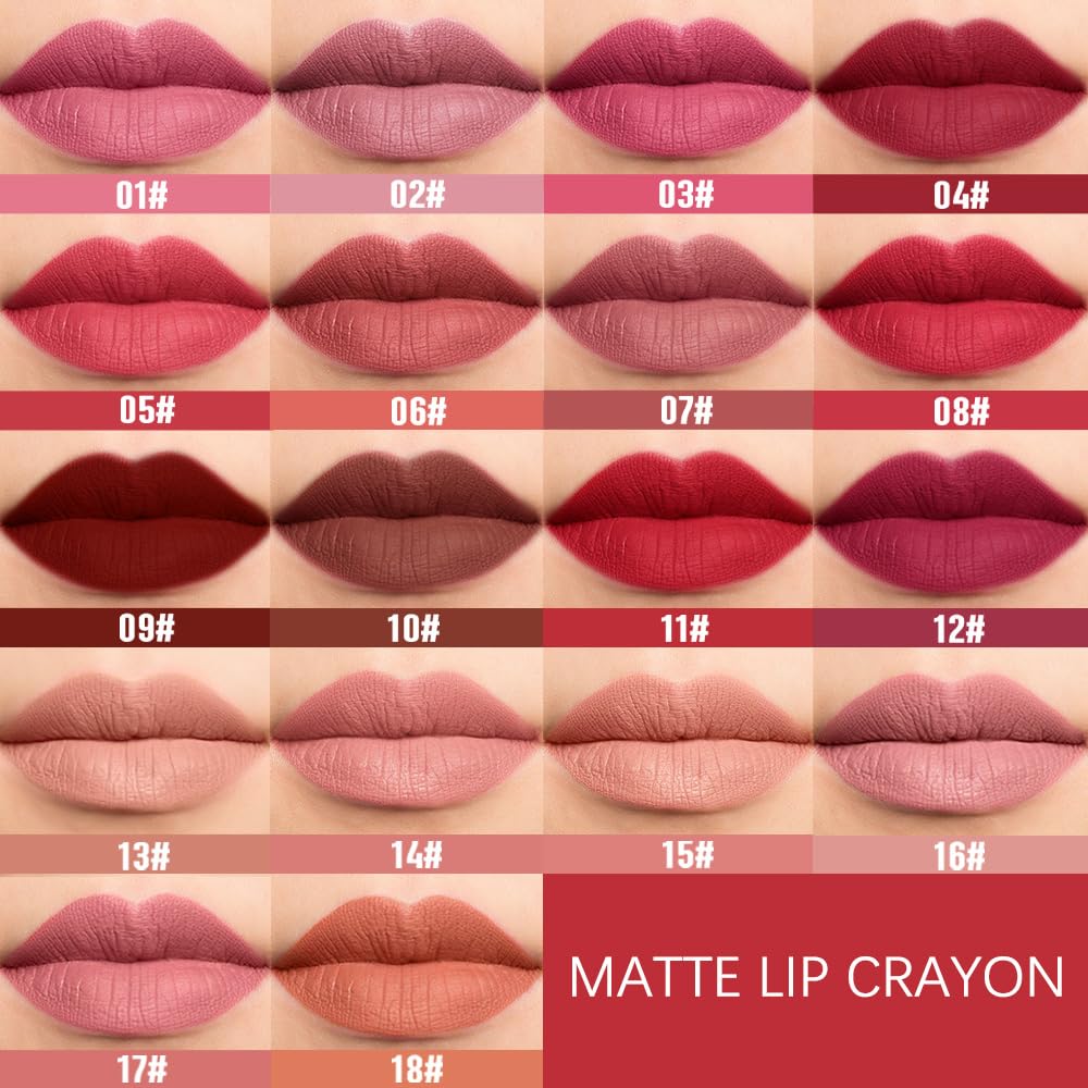 BINGBRUSH Matte Lip Crayon Set – Longwear, Waterproof, Velvet Finish, Built-in Sharpener, Smooth Lip Liner & Gloss (06#+19#, 2 Count (Pack of 1))