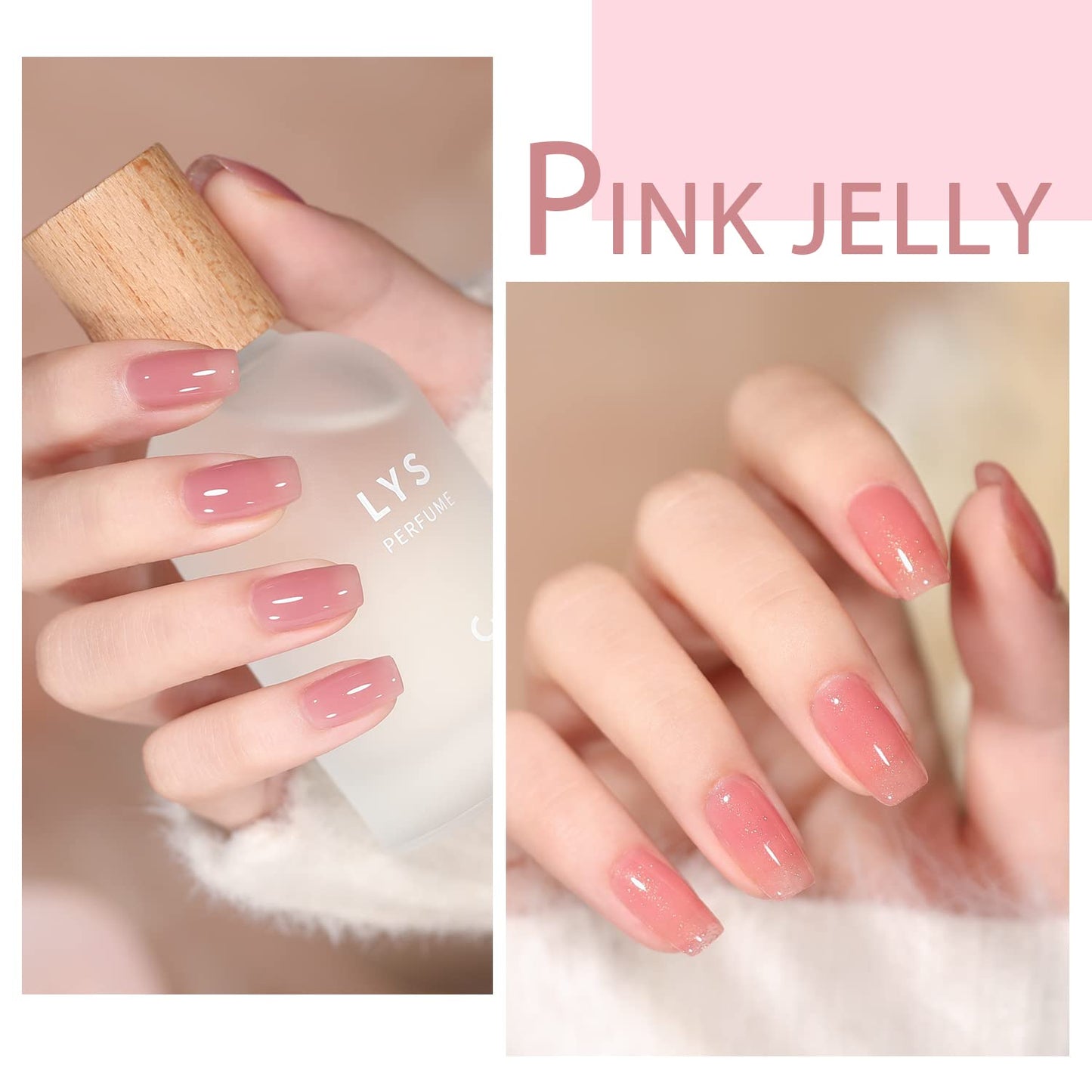 Jelly Pink Gel Nail Polish Set, 10 Colors Spring Summer Nude Kit Milky White Natural Gel, Soak Off LED DIY Art Salon Manicure Gifts for Girls.