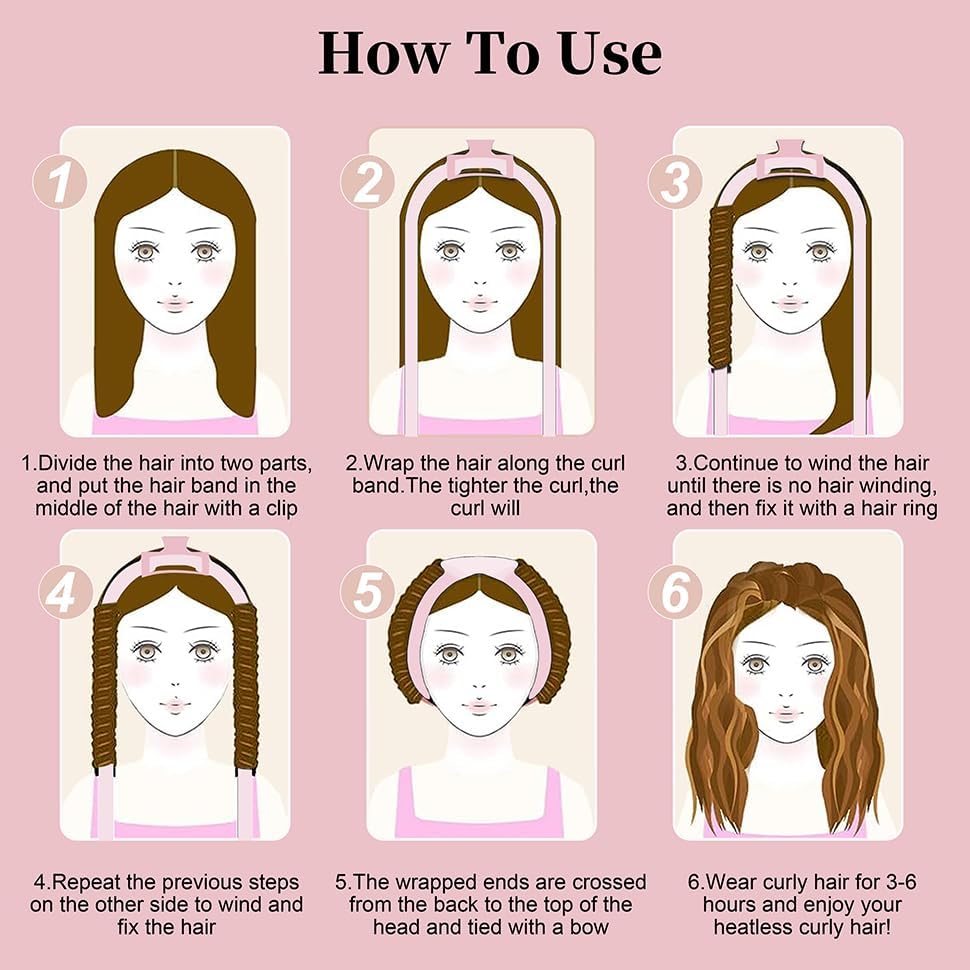 Heatless Curling Rod Headband, Upgraded 60" Extra Long Heatless Curls Headband Soft Hair Curlers to Sleep In Hair Rollers No Heat Curls (Light Purple)