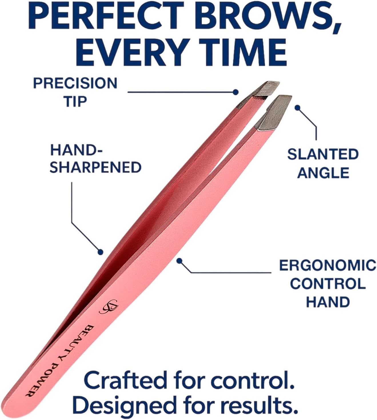 Slant Tip Precision Tweezers - Stainless Steel Eyebrow Tweezers for Women & Men - Precision Tweezers for Facial Hair, Ingrown Hair & Brow Shaping - Professional Beauty Tool (Pink)