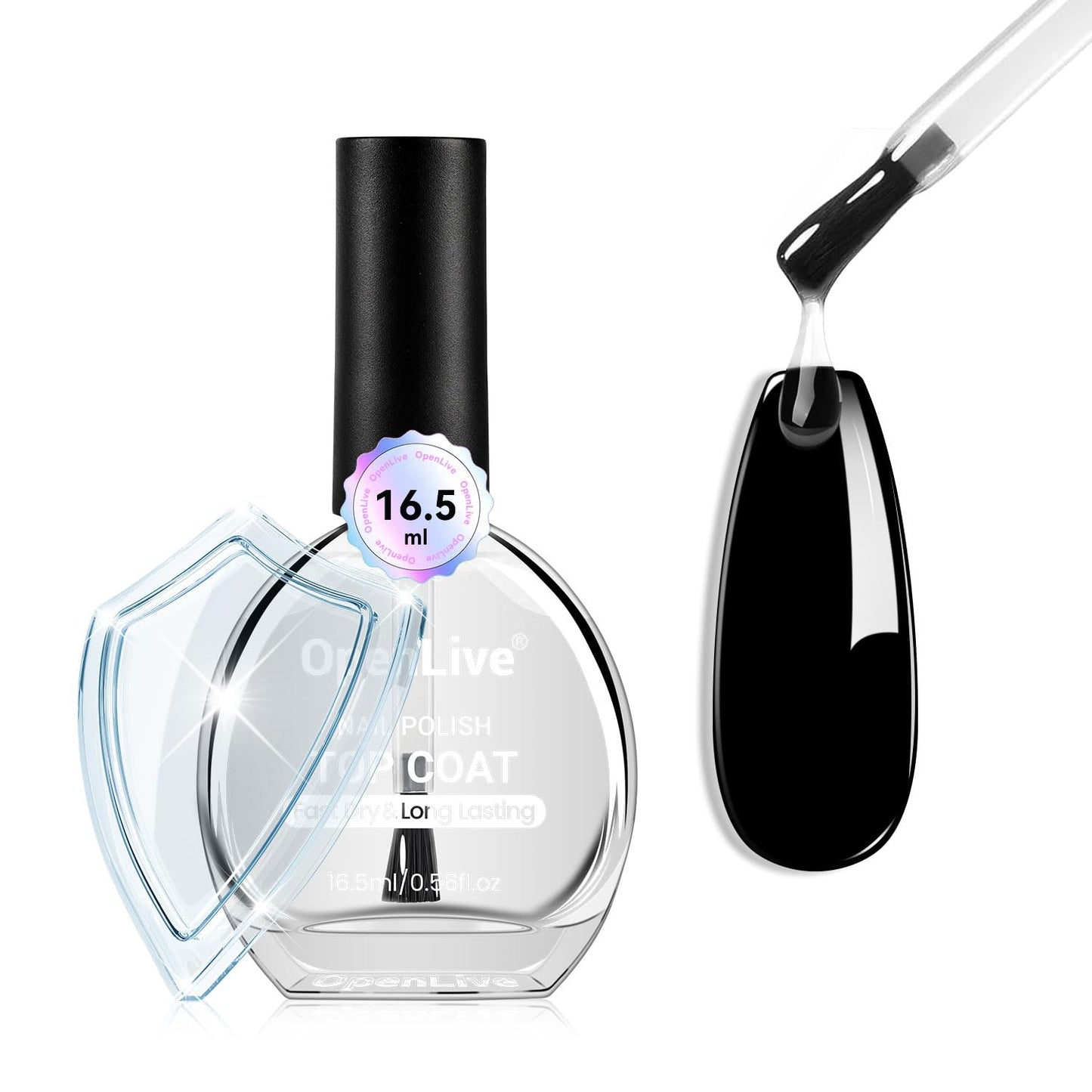 16.5ml Top Coat Clear Nail Polish, Quick Dry High Gloss Shine Large Volume Top Coat, Long Wear and Scratch Resistant for Women Salon DIY Nail Art