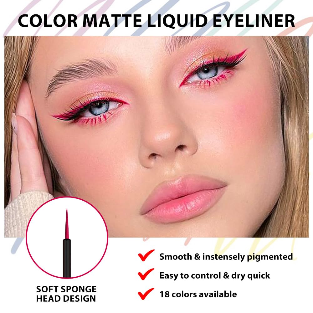 evpct 1Pcs Carmine Red Liquid Eyeliner Makeup Waterproof Red Eye Liners for Women, Eyes Wing Eyeliner Stamps Shapes Colored Eyeliner delineador de ojos a prueba de agua contra el agua blanco para ojos