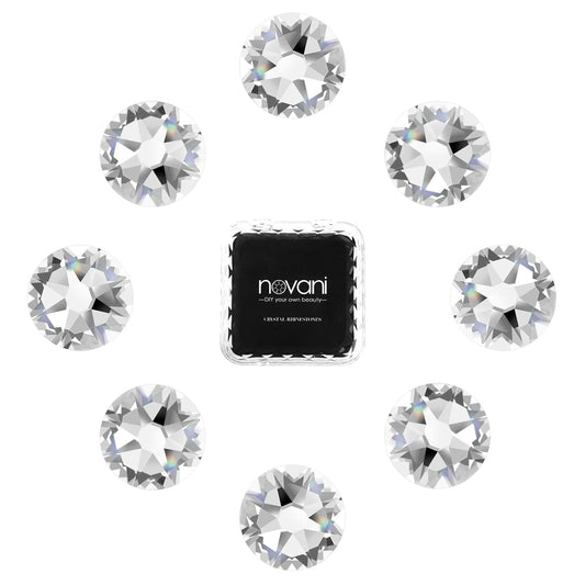 Novani 144pcs Clear Rhinestones Flat Back Round Rhinestone Style 2088 Sparkly Crystal Gemstones for Nail Art and Crafting,SS30(6.4-6.6mm