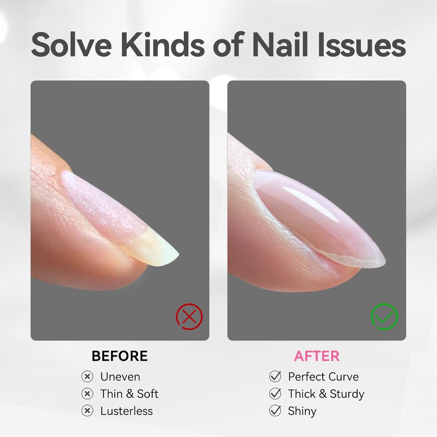 Born Pretty Builder Gel 8-in-1, 2PCS 15ML Clear Builder Nail Gel Set, Transparent Extension Rhinestone Glue for LED Lamp Cured for Nail Thickening