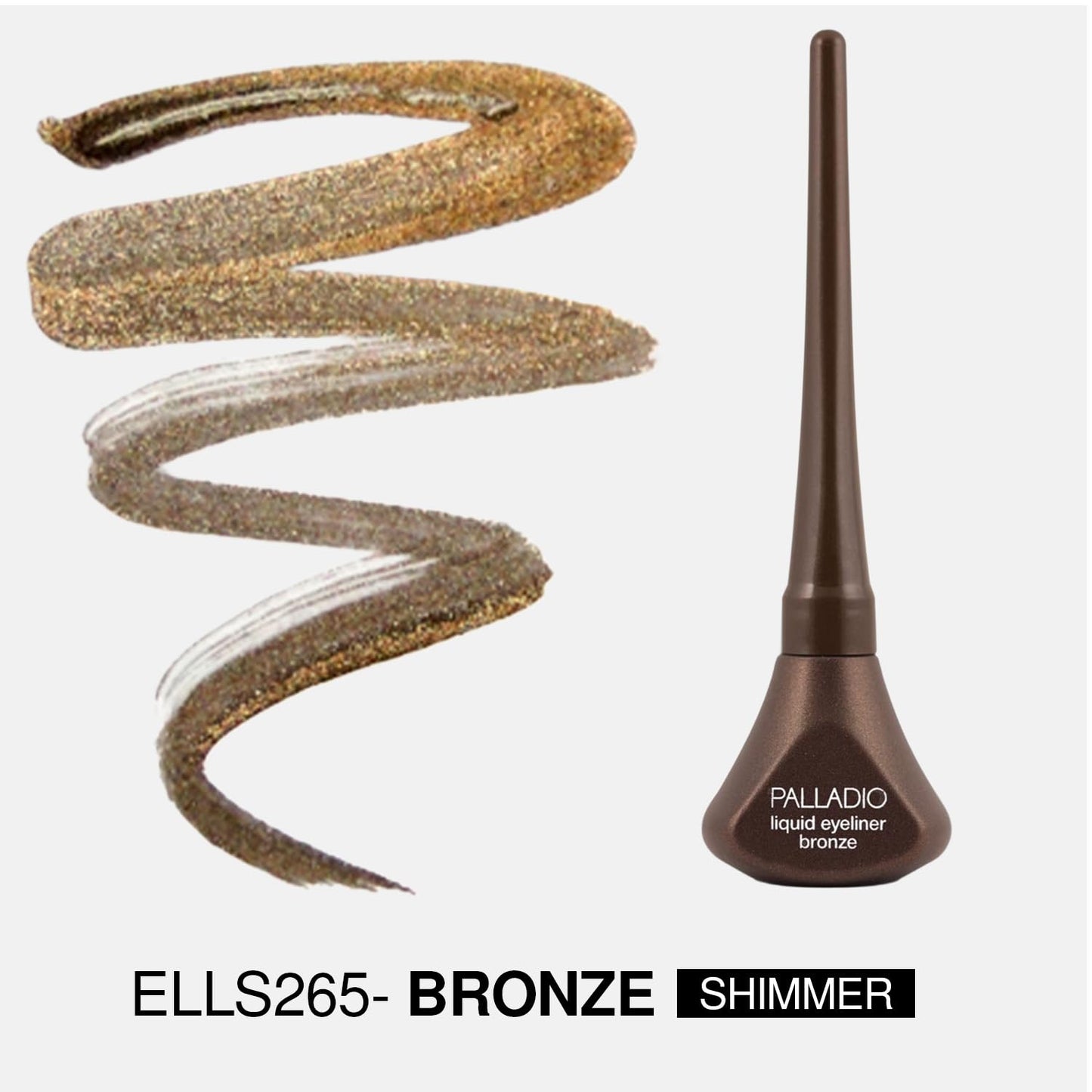 Palladio Liquid Eyeliner, Bronze, Highly Pigmented, For Intense Eye Definition, Smear-proof Liquid Eyeliner, Includes Easy Grip Wand and Felt Tip Applicator