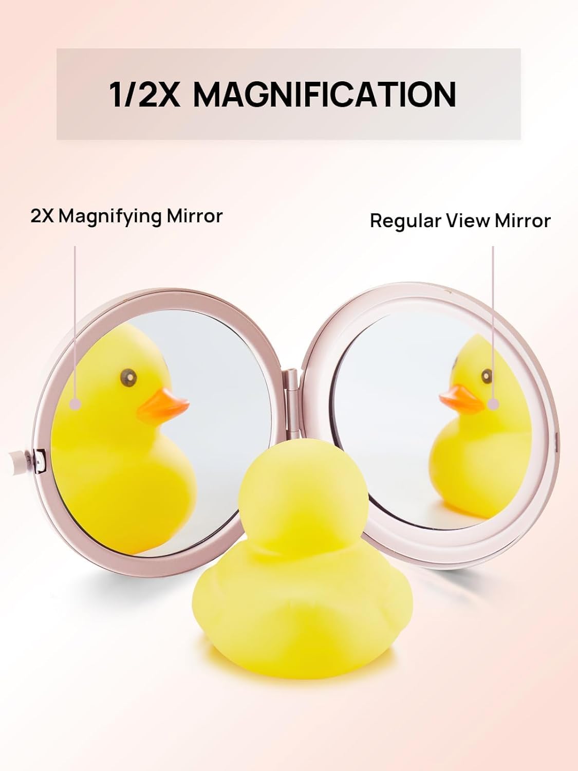 Compact Mirror Bulk, Set of 100 Double-Sided 1X/2X Magnifying Metal Pocket Makeup Mirrors(Round, Pink Marshmallow)