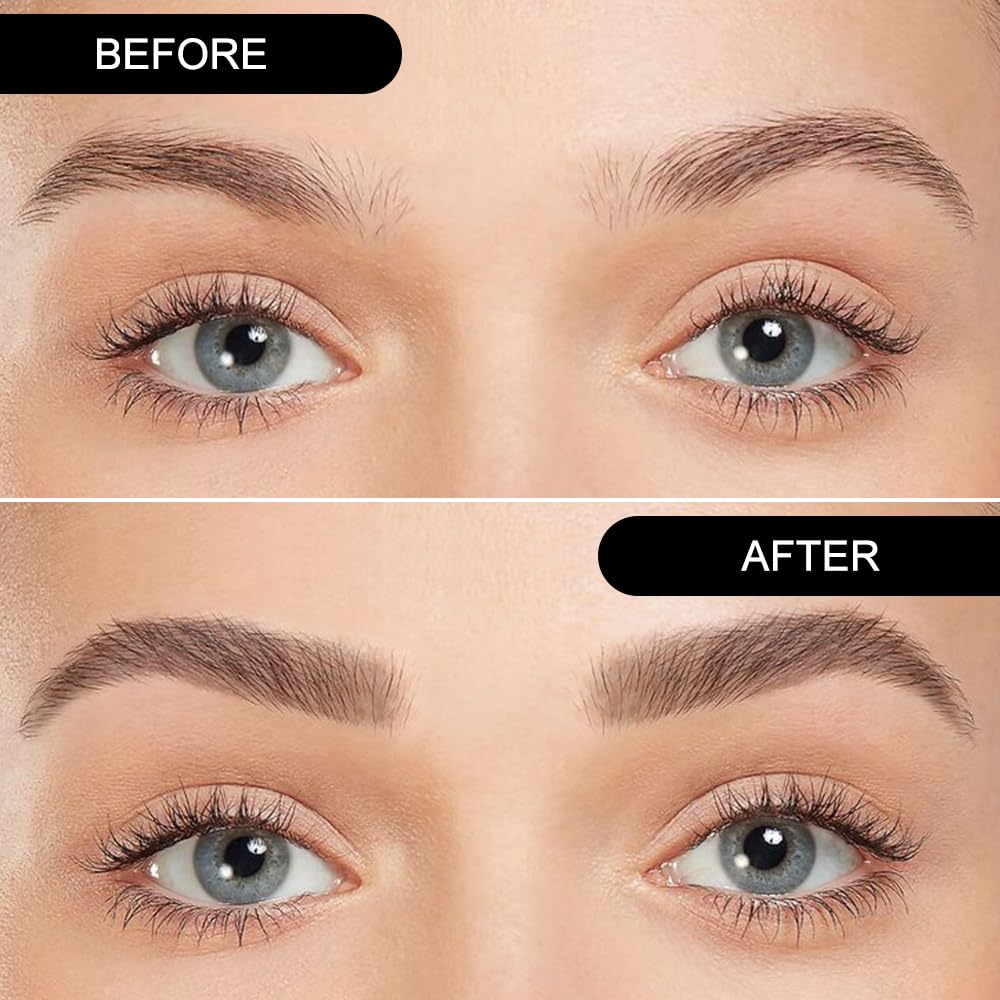 Eyebrow Powder Medium Brown Kit,Eye Brow Powder for Women with Double-ended Eyebrow Brush,Long-Lasting Waterproof Two Colors Brow Filler Get Full Defined Natural Brows,Brown Eyebrow Powder Makeup