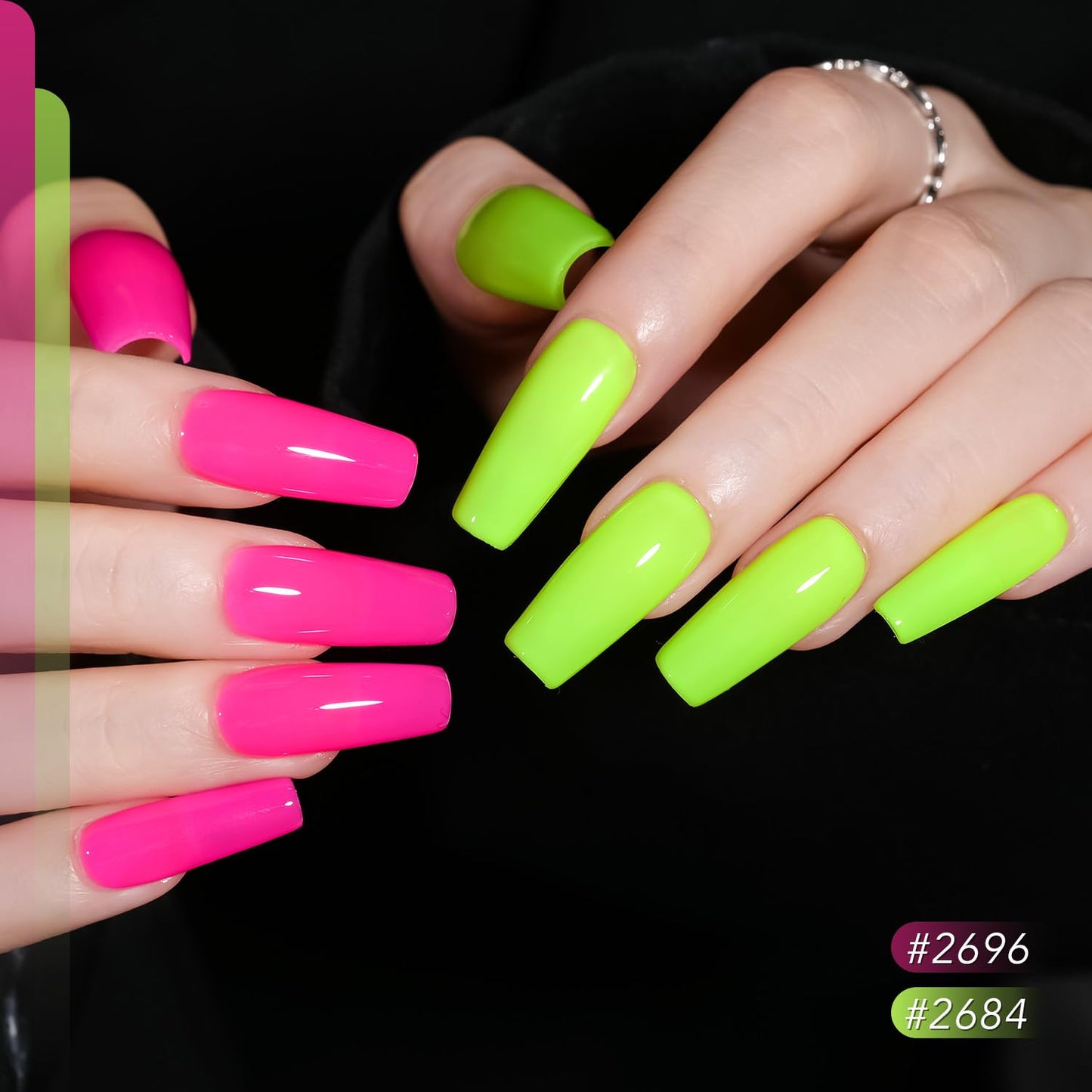 GAOY 42 Pcs Gel Nail Polish Kit, Neon Summer Bright Pink Orange Coral Green Colors Gel Nail Polish Set with Glossy & Matte Top Coat and Base Coat for Salon and DIY Manicure at Home