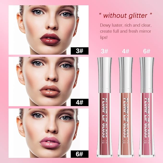 ibcccndc Lip Plumper Plumping Lip Gloss Hydrating Nourishing Lip Oil Red Liquid Lipstick Lip Care Products Mineral Oil Clear Lipgloss (6)