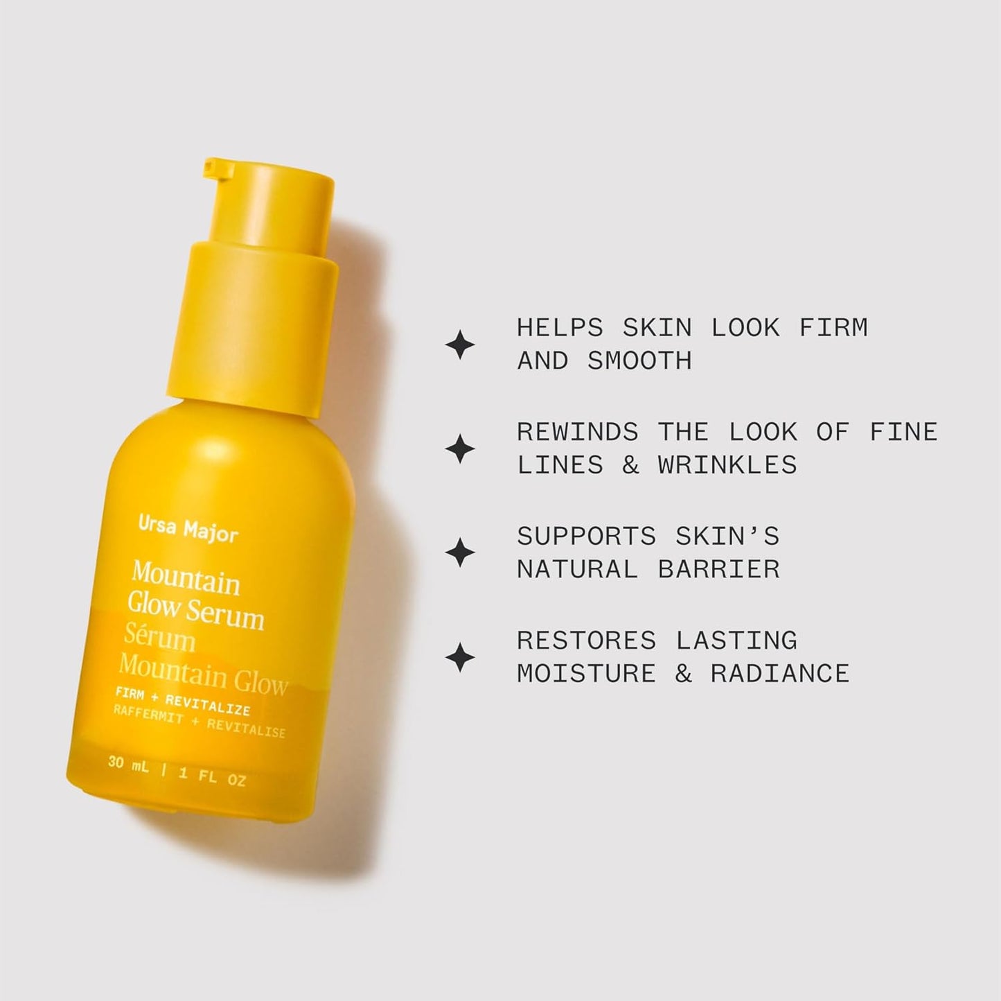 Ursa Major Mountain Glow Natural Face Serum | Vegan Daily Facial Moisturizer | Combat Wrinkles & Sagging Skin | Boost Radiance and Skin Glow | Cruelty-Free & Non-Toxic | For Men & Women | 1.0 ounce