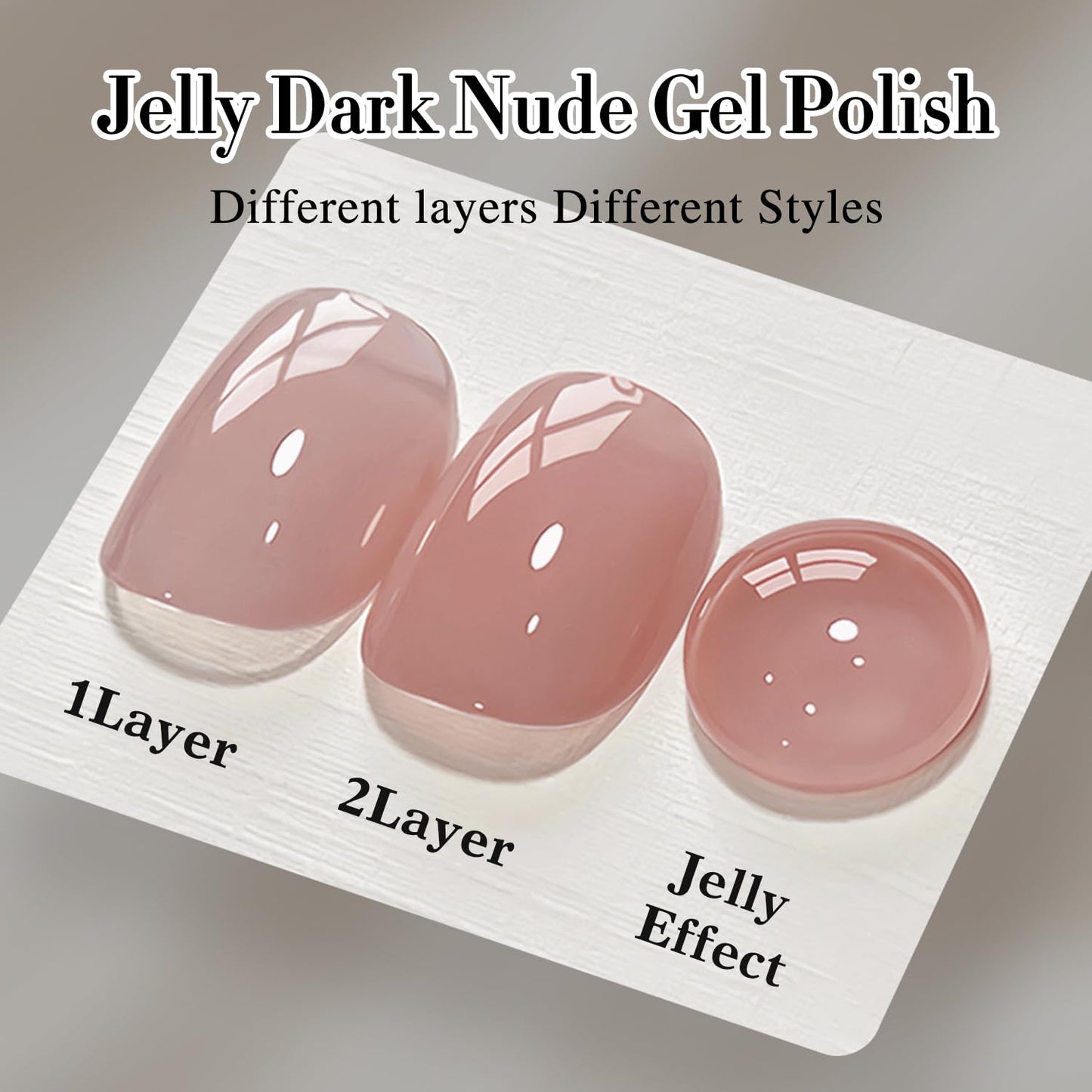 Double Rhythm Translucent Gel Polish Sheer Neutral Natural Light Milky Same Color Same Bottle 15ML Jelly UV Polish Nail Art DIY at Home (Dark Nude-A1493)