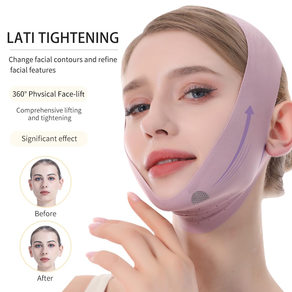 V-Line Lifting Mask & Chin Strap for Sleeping, Reusable Double Chin Reducer, Jaw Exerciser, Face Slimming & Sagging Prevention, Medium