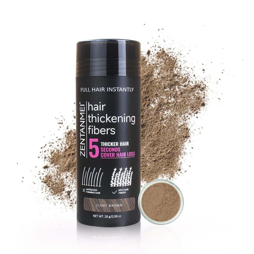 Hair Fibers for Thinning Hair for Women All-Natural Hair Building Fibers 0.98 Oz Hair Volume Powder Bald Spot Cover Up for Men & Women (Light Brown)