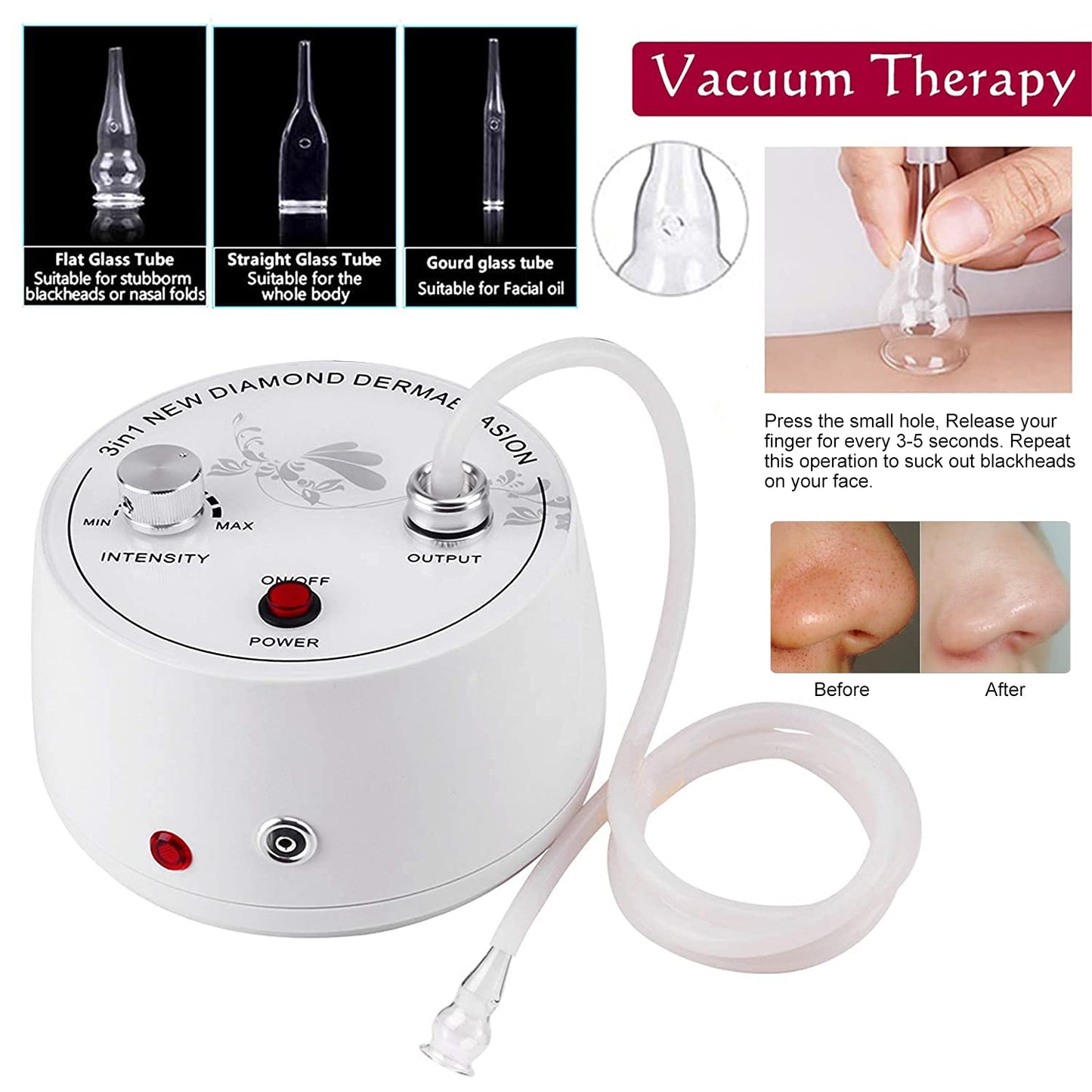 Diamond Microdermabrasion Machine, Yofuly 3 in 1 Professional Microdermabrasion Machine with Vacuum Glass Tube and Spray Bottle for Home Use Skin Care