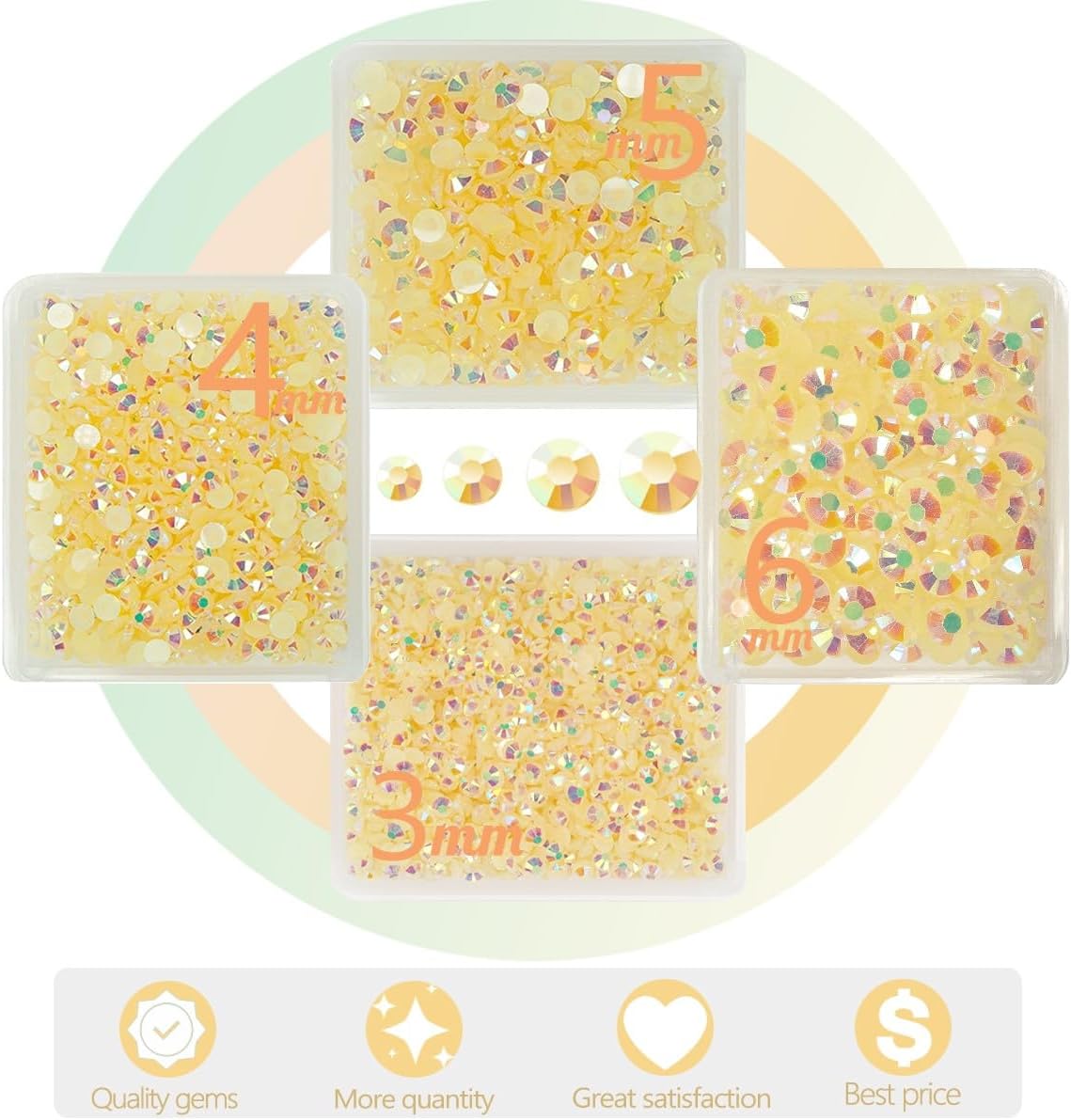 Light Champagne AB Resin Rhinestones w B7000 Jewelry Glue for Bedazzling Crafting 3mm-6mm AB Flatback Jelly Stones Bulk SS10-SS30 Diamonds Crystals Gems for Nails Face Makeup Tumblers Crafts