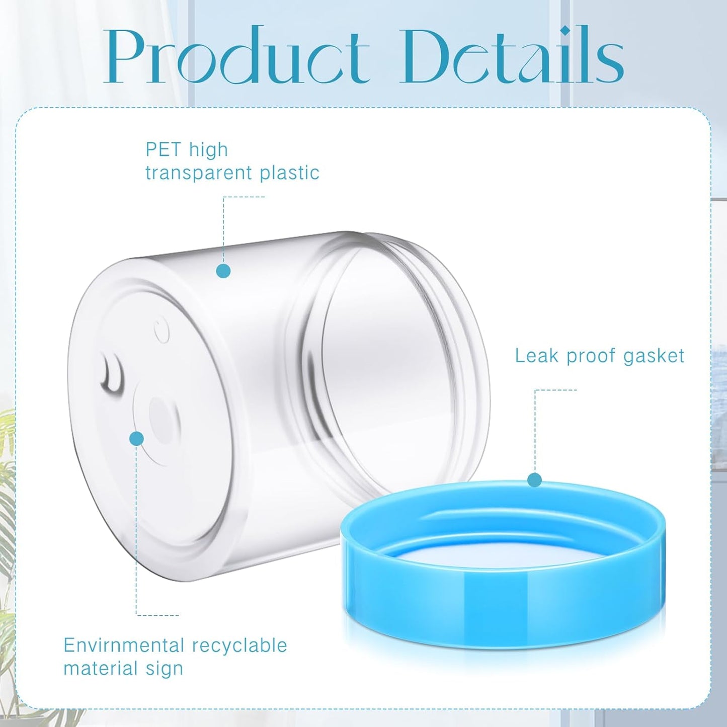 SATINIOR 100 Pcs Plastic Jars with Lids Small Containers Lids Wide Mouth Small Plastic Containers for Lotion Cream Rhinestones Body Butters Travel Storage(8 oz, Blue)