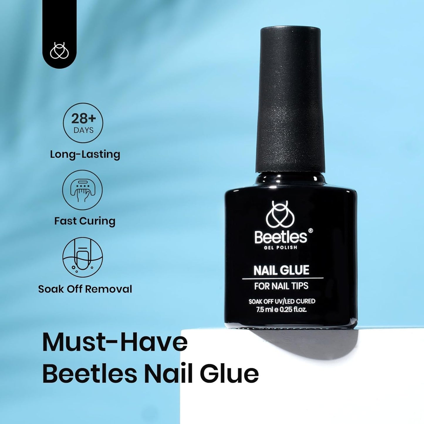 beetles Gel Polish 9 in 1 Gel Nail Glue for Clear Acrylic Nails Tips, Long Lasting Super Strong Brush Nail Glue for Fake Nails, Base Blooming Nail Gel, New Safe Formula, U V Light Cure